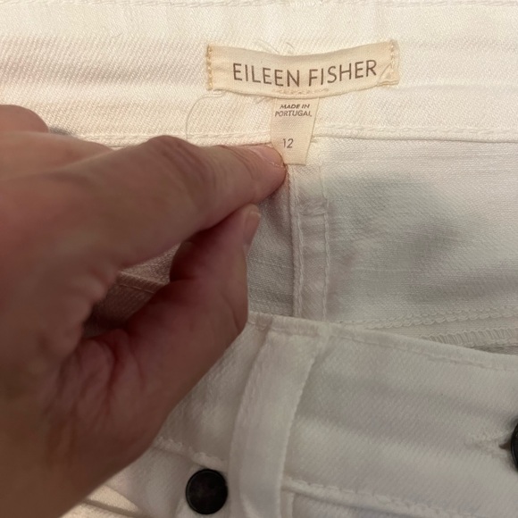 Eileen Fisher‎ white denim straight leg jeans women’s size 12 mid rise - Picture 7 of 9